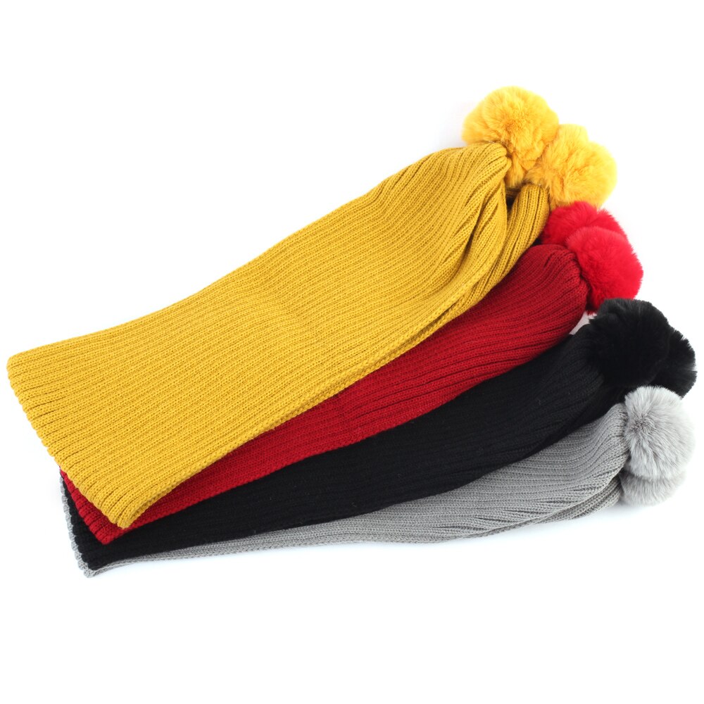 Geebro børnehue og tørklæde sæt vinter varm strikket slouchy beanie hat med pels pompon til drenge og piger dobbelt pompon tørklæde