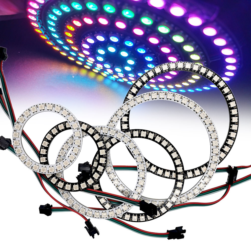 Dc 5V Led Ring Ronde Module 8/16/24/35/45 Pixel Individueel Adresseerbare Ws2812 Rgbic Cirkel Strip Licht Diy Smd5050 Full Color