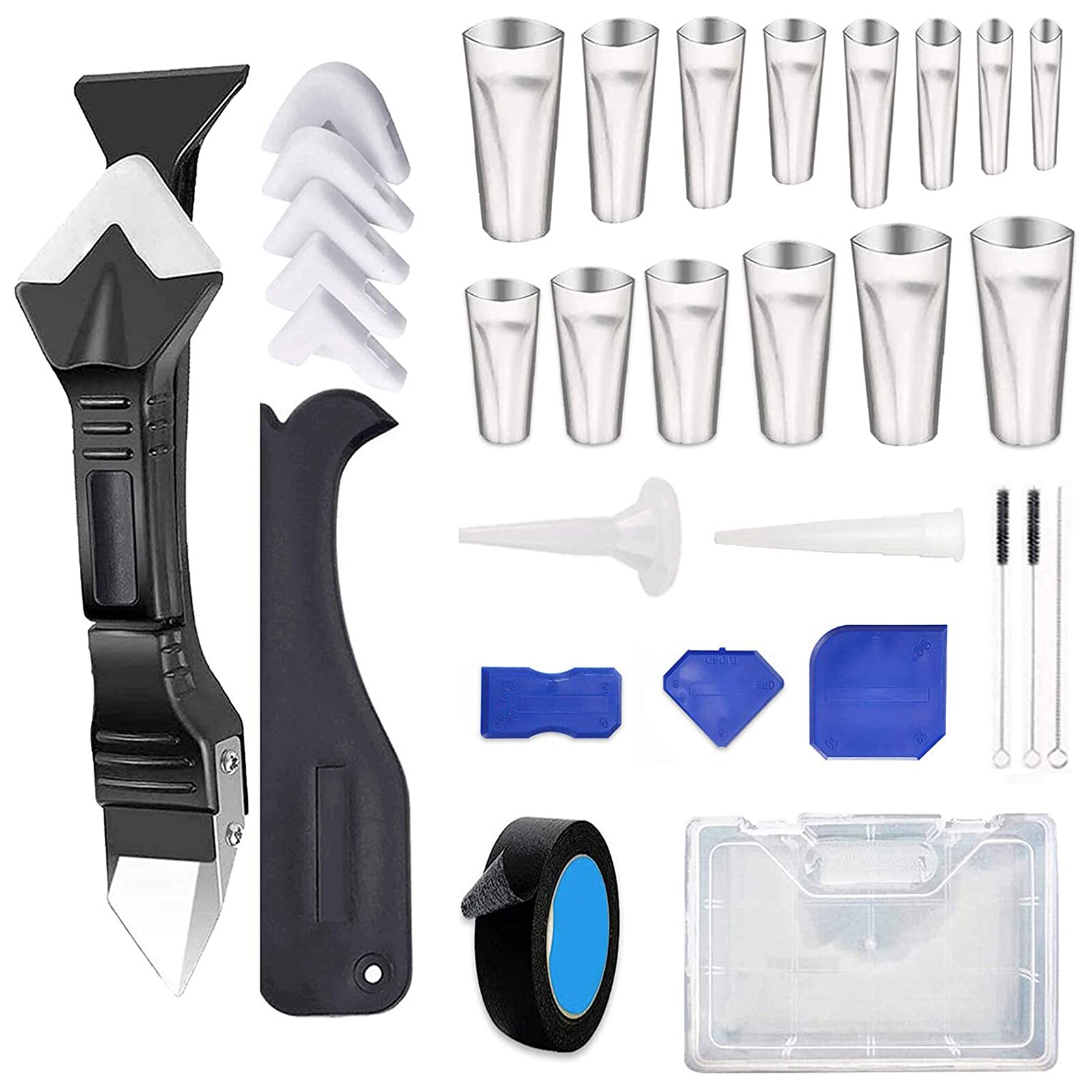 3 In1 Silicone Remover Caulk Finisher Sealant Smooth Scraper Grout Kit Tools Plastic Hand Tools Set Accessories: B