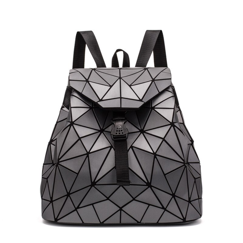 Women Drawstring Backpack Geometric Female Backpacks For Teenage Girls Bagpack Holographic Ladies bao School Bag Sac: Gray