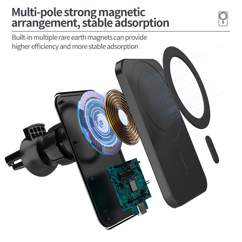15w magnetisk hurtig trådløs billader qi opladning til iphone 12 pro max 12 mini 12 biltelefonholder magsafe trådløs oplader