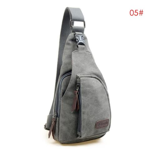 Wangscanis män vintage canvas läder ryggsäck axel sling bröst väska topp