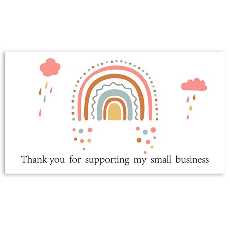 Rainbow Thank You Card For Supporting My Small Business Happy mail Thank You sticker Labels for Birth days Christmas decor: Card B 50pcs