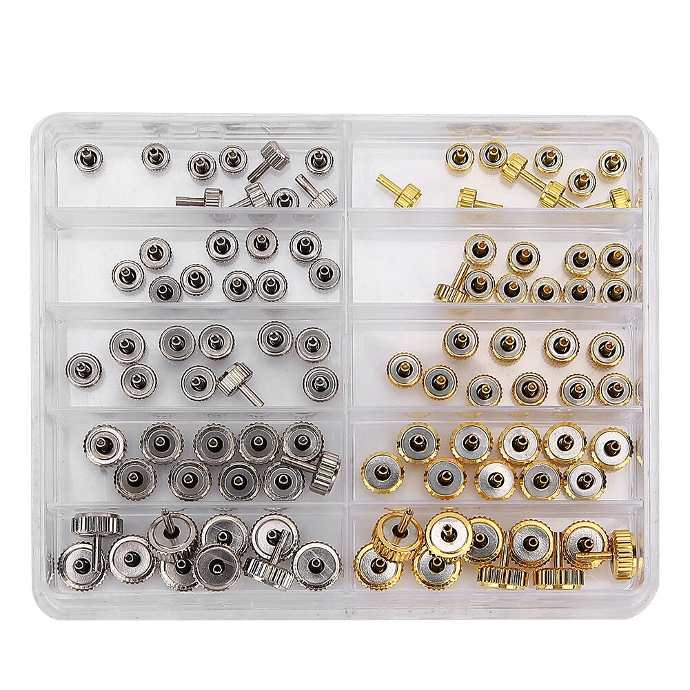 Steel Watch Crown Parts Replacement Assorted Gold & Silver For Watches Repairing