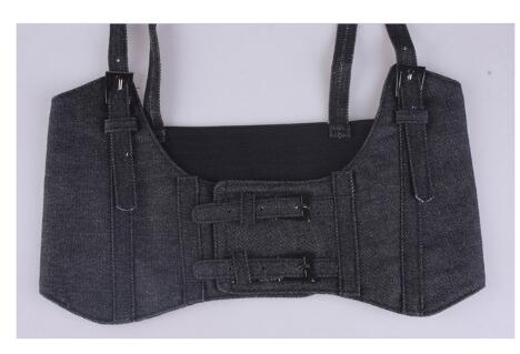 Steampunk arnés Estilo Vintage para mujer corsé chaleco amplia faja con hebilla Lolita colección cinturón de Cosplay traje: Black Denim