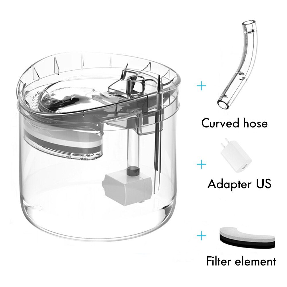 Fuente de agua inteligente para gatos, dispensador de agua transparente con grifo para perros, bebedero para mascotas, filtros, alimentador, Sensor de movimiento, 2L: Type A US plug
