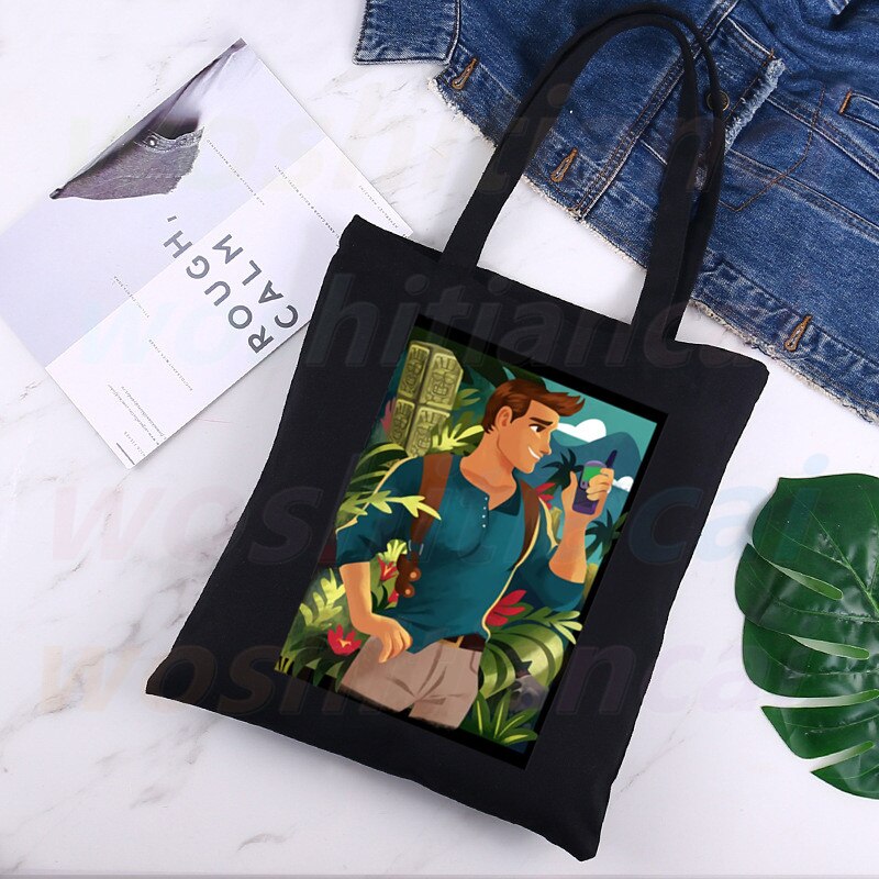 Untracked Ruben fle&quot;decal Drake Shopping Bag donna Tote Bag in tela Eco Bag Shopper borse a tracolla nero