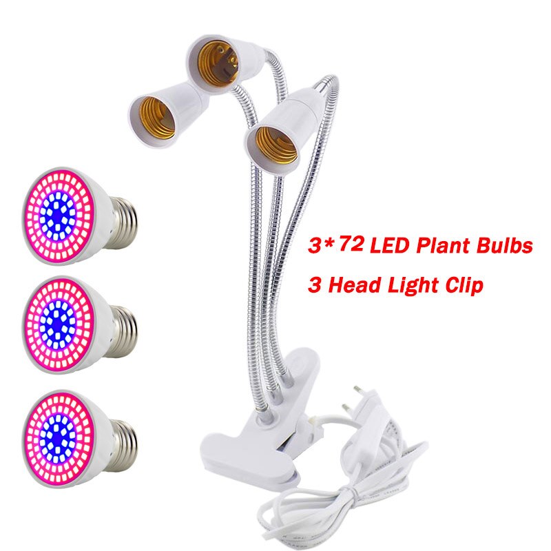 Bulb 3 Hoofd Lampen Cultivo Plant Grow Light Rood Blauw Licht Voor Hydro Groei Lamp Growbox Led Indoor Kas Fitolampy: 72LED / 110V / VS