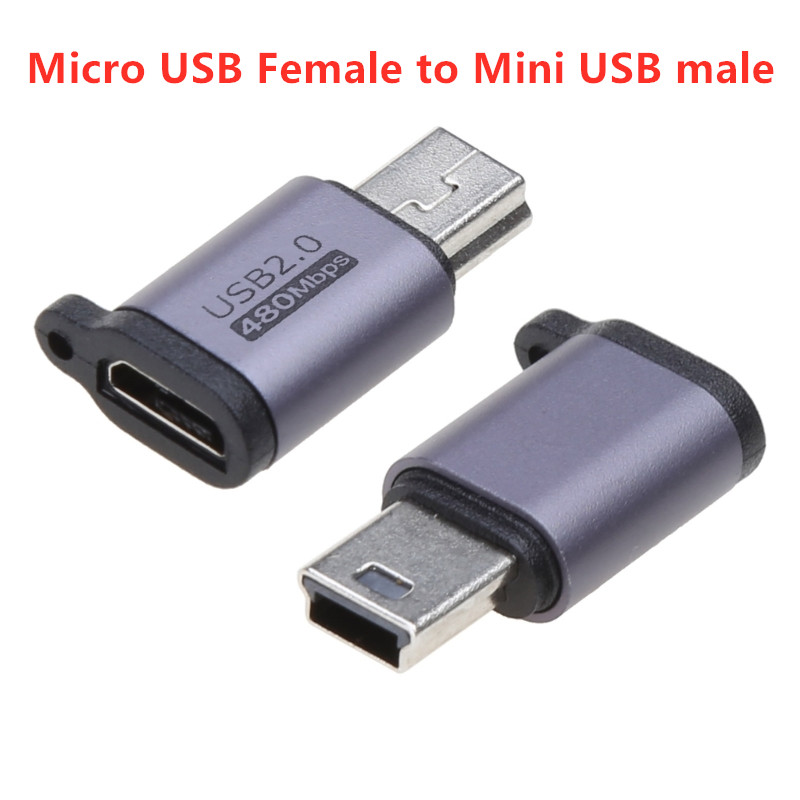 Adaptador de conector tipo C hembra a Micro USB hembra, tipo C hembra a Mini USB, Micro USB hembra a Mini USB: Blanco