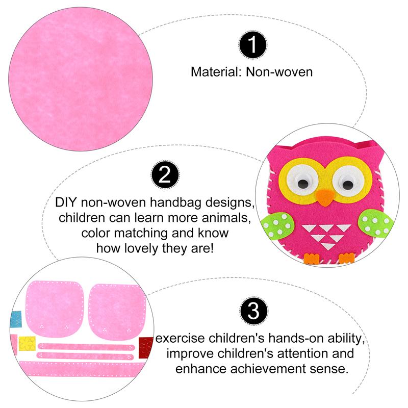 5 Sets Handbag Making Kits Kids Handmade Non-woven Bag Kits DIY Craft Supplies