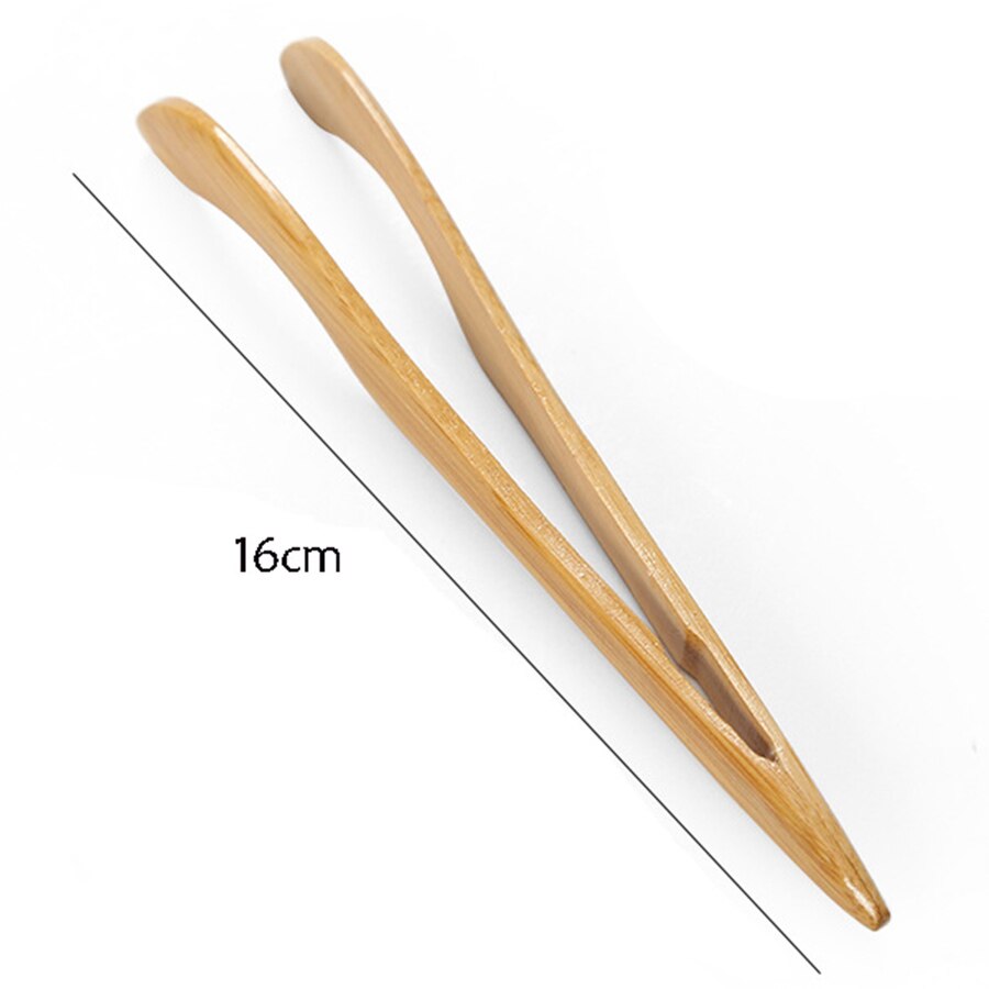 16cm Mehrweg Bambus Zangen, Gebogene Arme, holz farbe-10 Stück-Toast Zange