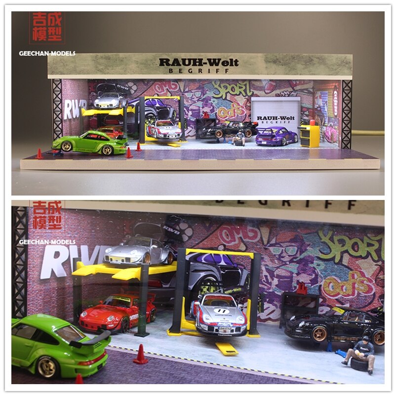 GEECHAN-MODEL 1:64 Display Cabinet Mpower/Fast Furious/JDM/Nismo/Koenigsegg: K.RWB Rauh-Welt