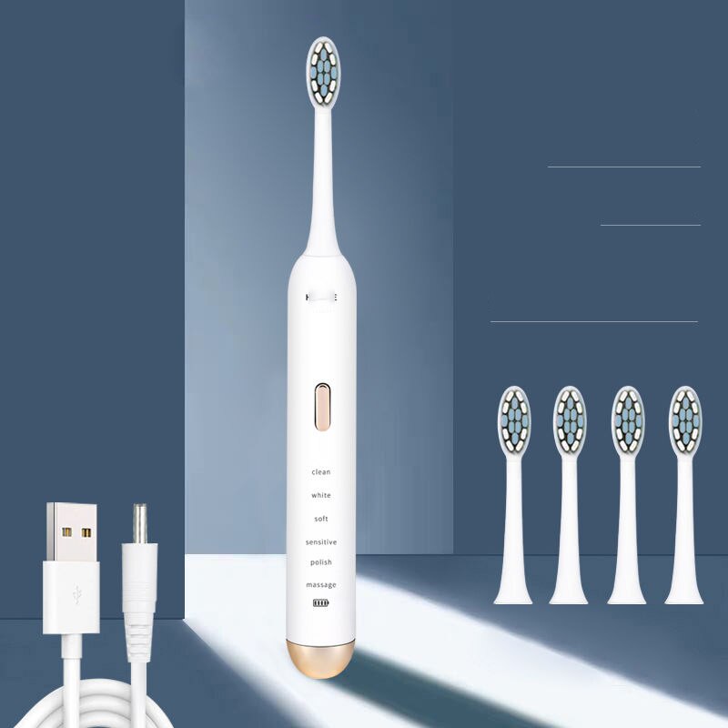 Schall- XIOMI Elektrische Zahnbürste USB Aufladbare Zahnbürste Wasserdichte Ultra Schall- Automatische Zahnbürste Intelligente Heimat Gesunde: Weiß 5 Köpfe