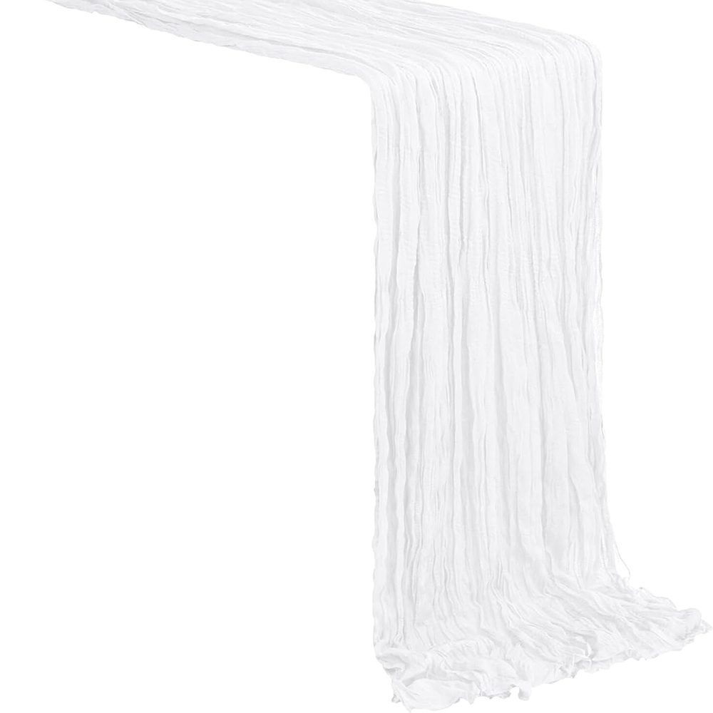 Chemin de Table rose clair rustique Semi transparent gaze bleu chemin de Table fête d'anniversaire Boho mariage bébé douche décorations de Table à la maison: 32*210cm / Gris clair