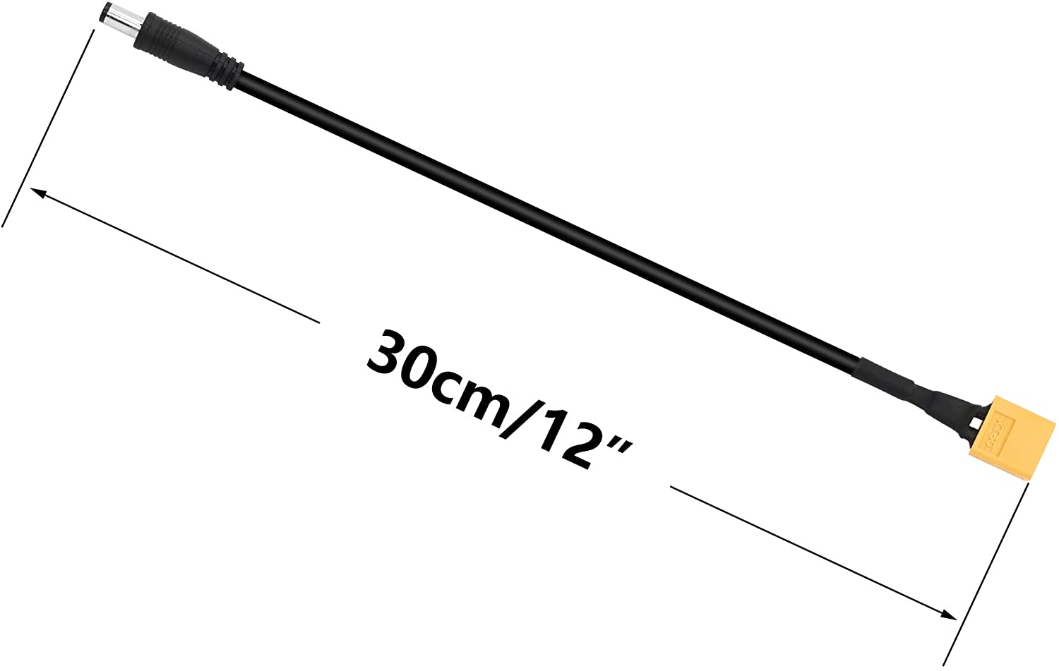 1 ft. XT60 Adapter Cable XT60 Charging Cable XT60 Male Bullet Connector to Male DC 5.5 X 2.5mm Power Cable XT60 to DC5525 2 Pack