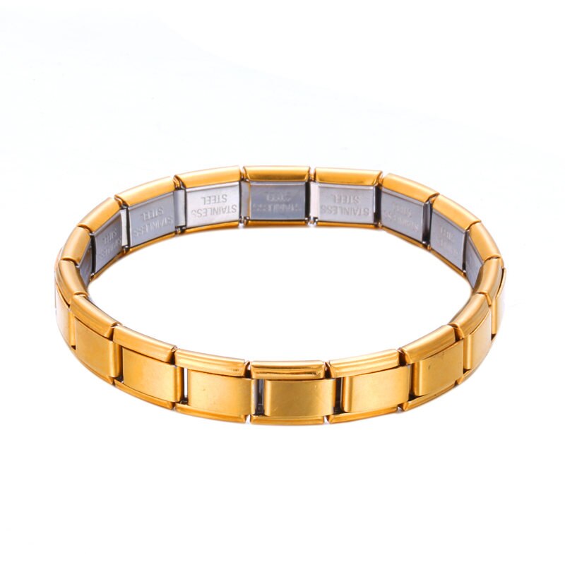 Pulsera de acero inoxidable con cadena de eslabones, colgante de pulsera, estilo minimalista, informal, Unisex: Gold