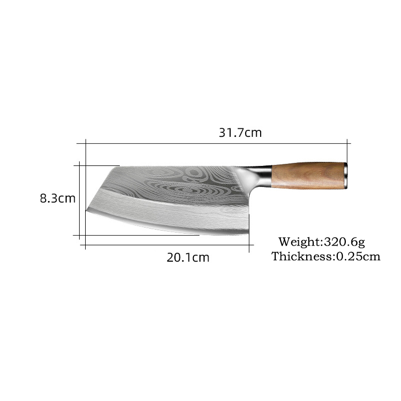 Chinese Cleaver Handmade Chopper Chef 3cr13 Stainless Steel Knife Kitchen Knives Meat Vege Slicer Chopping Knife