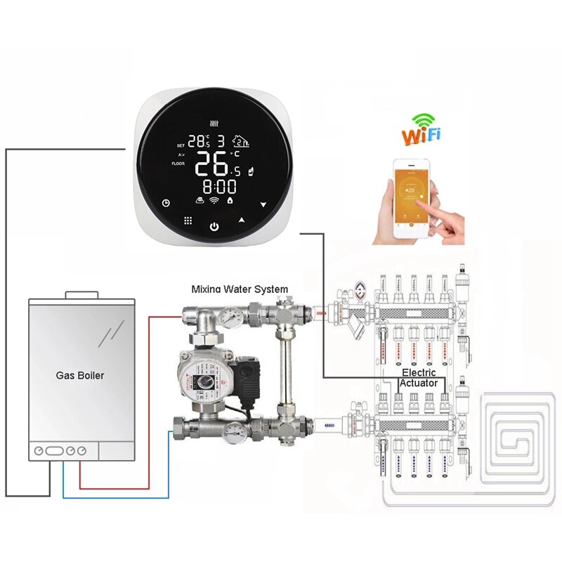 Hy316 Circular Water Underfloor Heating System Wifi Boiler Thermostat