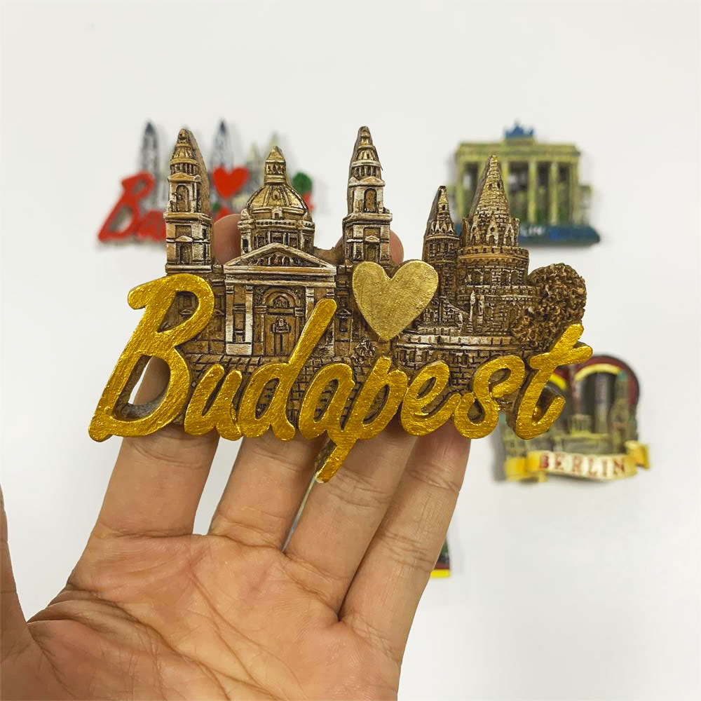 Country Fridge Magnets Germany Berlin Budapest Tourist souvenir Fridge Magnet Sticker World Travel Collection Magnetic: Yellow