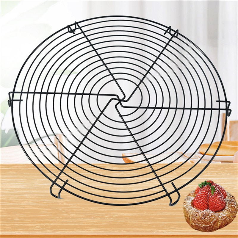 Plateau de refroidissement en acier inoxydable, grille à fil rond, support pour gâteaux, four, cuisine, cuisson, Pizza, pain, Barbecue, biscuits, étagère