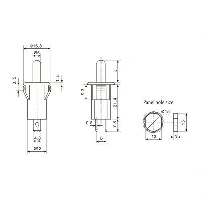 Refrigerator Door Light Switch 10mm Momentary Fridge Switch NC AC250V Black 3pcs