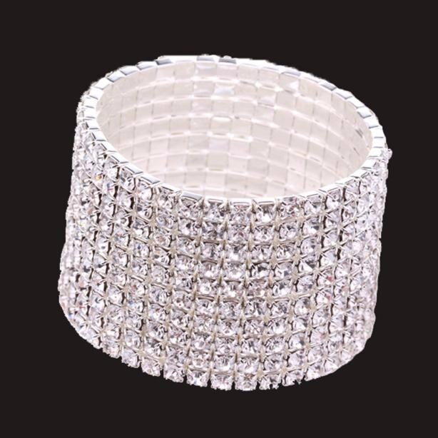 romantische Frauen Schmuck Armreif Elastische dehnbar 10 Reihe Strass Kristall Armbinde Armreif Braut Partei Schmuck Pulsera