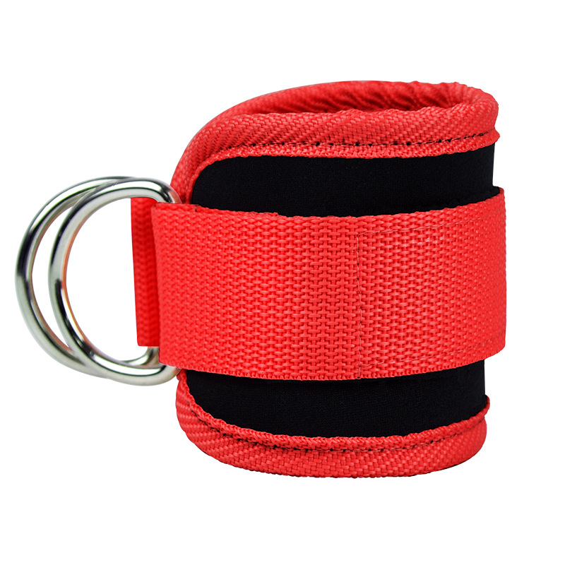 Correas de tobillo para gimnasio, puños acolchados de neopreno ajustables con doble anillo en D, soporte de entrenamiento para piernas y peso del tobillo, abductores de seguridad deportivos: Negro
