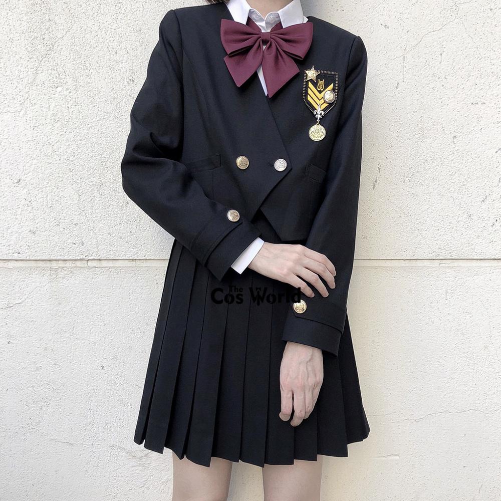 [Gao Qiao Zhong] Japanese Womens Girls Spring Autumn Collarless Suits Blazer Long Sleeve Jackets Coats For JK School Uniform