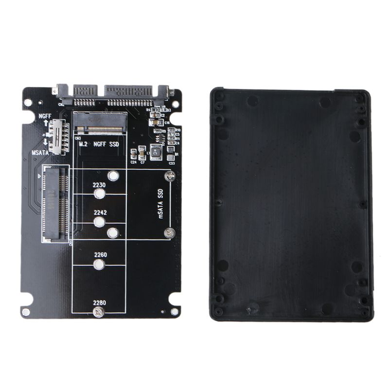 MSATA/M.2 to SATA3 Adapter Card Enclosure Box for 2.5\" SSD PC Computer 24BB