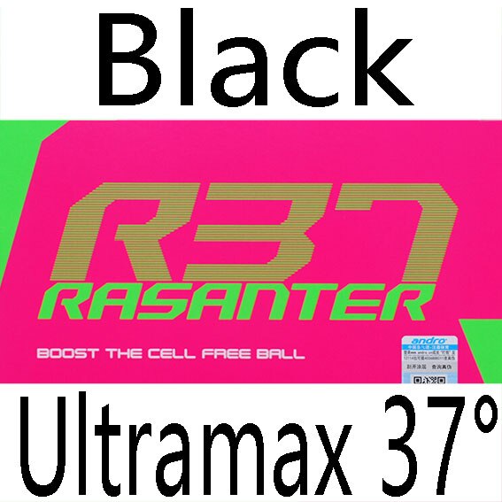 Andro RASANTER R37 (Goma no pegajosa, esponja De Tensor) Pips De goma De Tenis De Mesa-En esponja De Ping Pong Tenis De Mesa: BLACK Ultramax H37