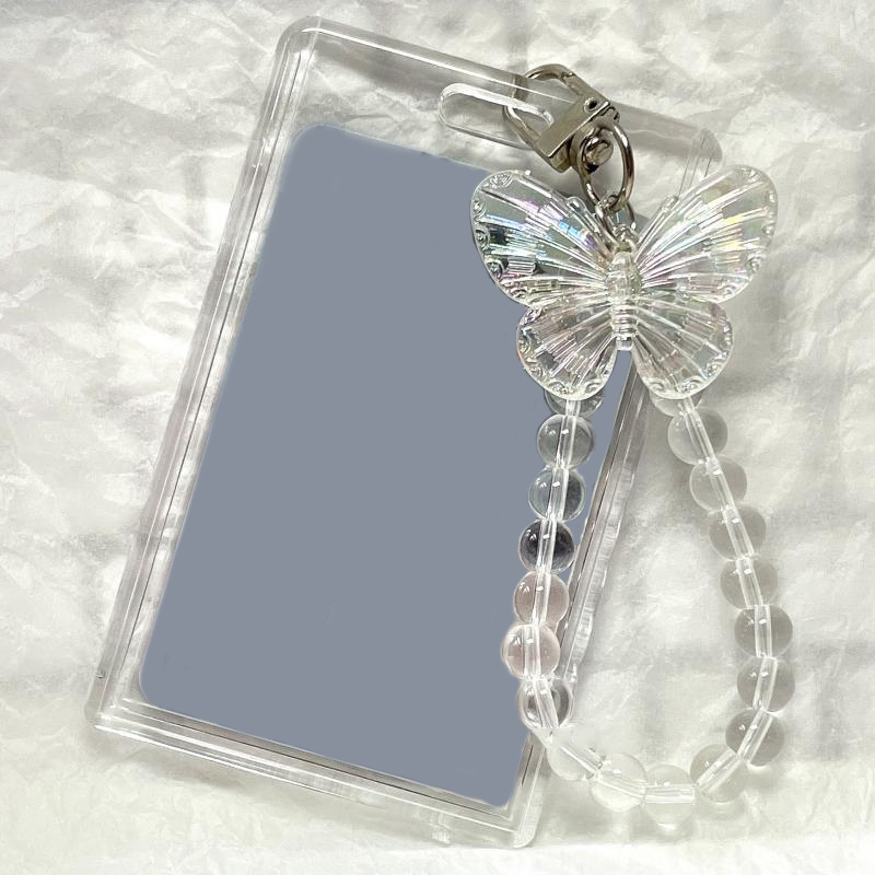 Crystal Butterfly 3-calowe akrylowe etui na karty Fotokartki Wyświetlacz Kredyt ID Karta bankowa Etui ochronne Brelok do kluczy Moda