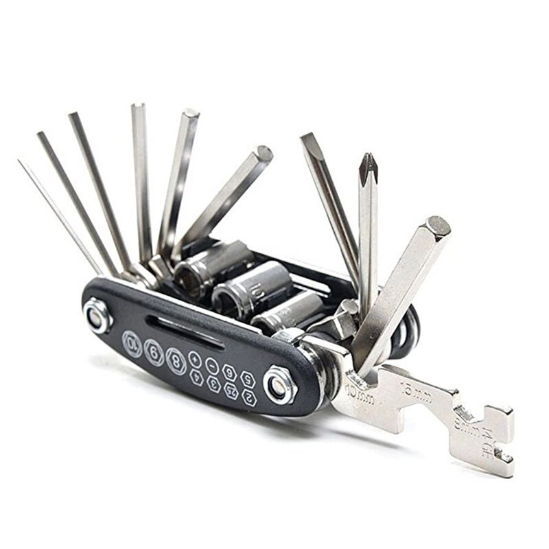 Bicycle Repair Tools Kit Hex Spoke Cycling Screwdrivers Tool Tyre Lever Allen Wrench MTB Mountain Bike Multitool Cycling tools: Black A