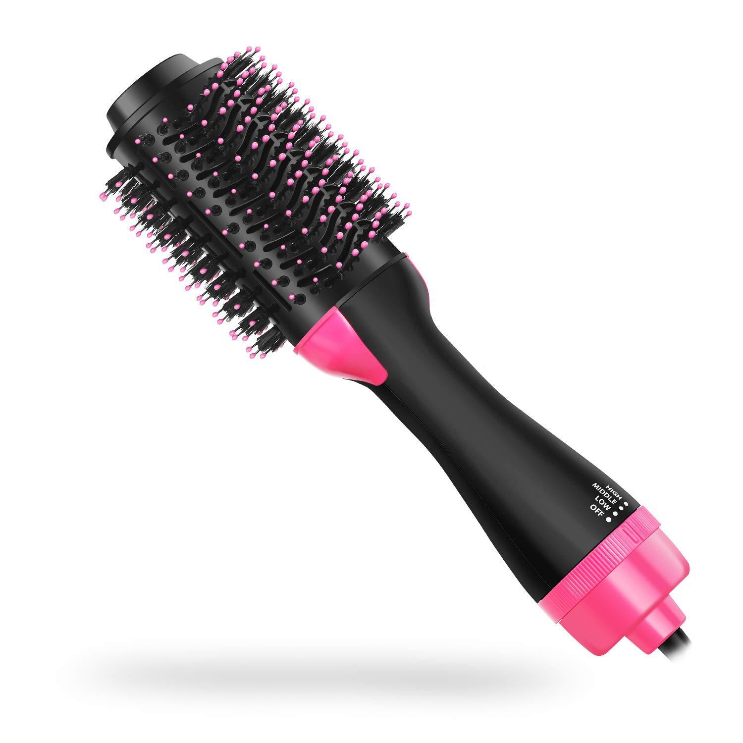 Multifunctional Styling Comb Air Comb Hair Straightener Hair Dryer Curler Hair Straightener Hair Dryer Straight Hair Comb: US Plug / Pink