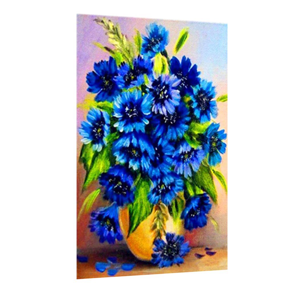 DIY 5D Diamond Painting Kits, Blue Flowers Crystal Rhinestone Embroidery Arts Craft for Home Wall Decoration,30 * 20 cm