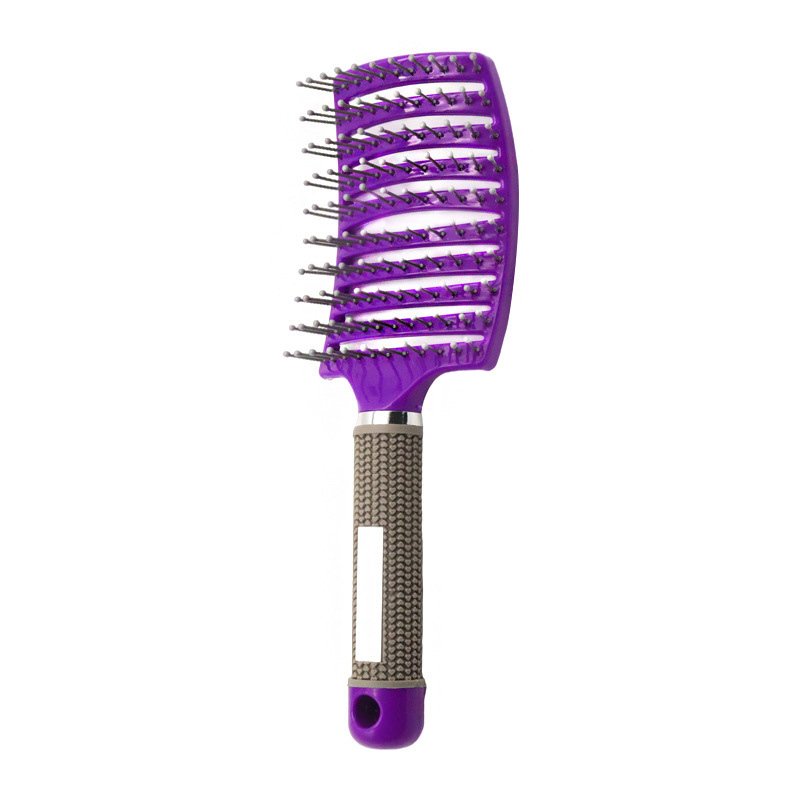 Professionele Arc Geventileerde Styling Varkenshaar Borstel Voor Vrouwen En Mannen Ontwarren Paddle Brush Voor Nat En Droog Krullend haar: Nylon Purple
