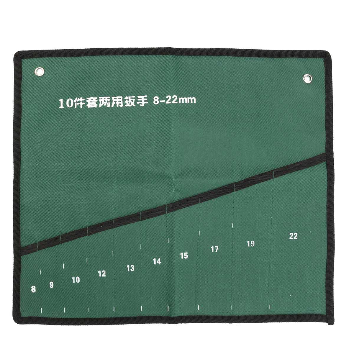 10/14/20 Pockets Double Opening Offset Ring Spanner Kit Case Tool Bag Spanner Wrench Roll Up Storage Organizer Bag Pouch: 10 Pockets