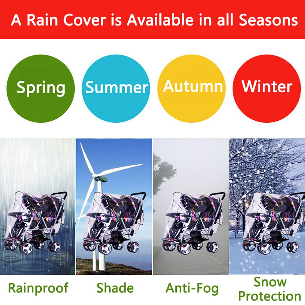 Stroller Accessories Double Stroller Rain Cover Tandem Stroller Raincoat Baby Weather Shield Universal Size Waterproof Windproof