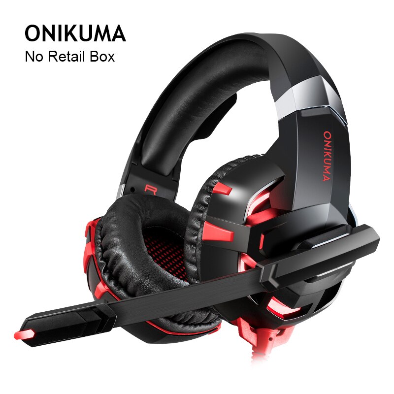 ONIKUMA K2 PRO Gaming Headphones Casque Noise-canceling Sound Stereo USB Wired Headset with Mic LED for PS4 PC Xbox One Laptop: black red no box