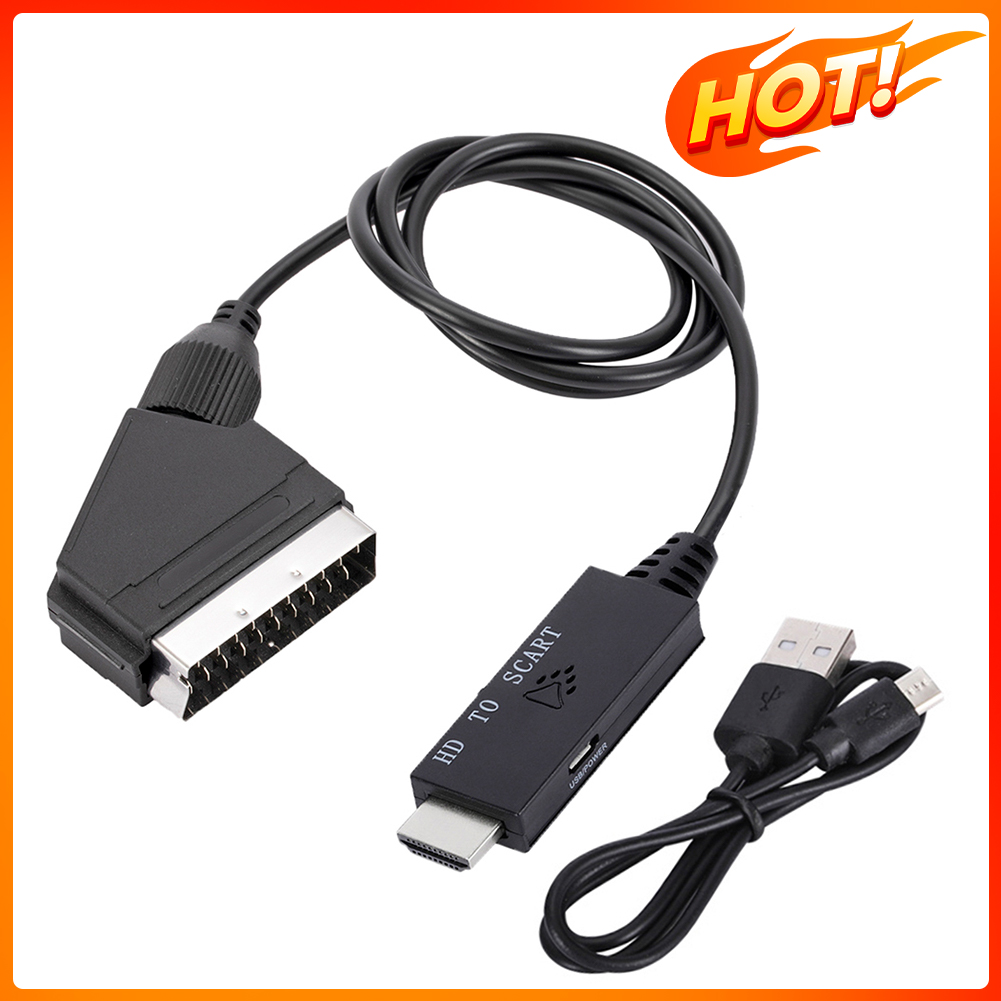 Adapterkabel lavt strømforbrug med usb-strømkabel hdmi-kompatibel til scart lyd- og videoadapter plug and play