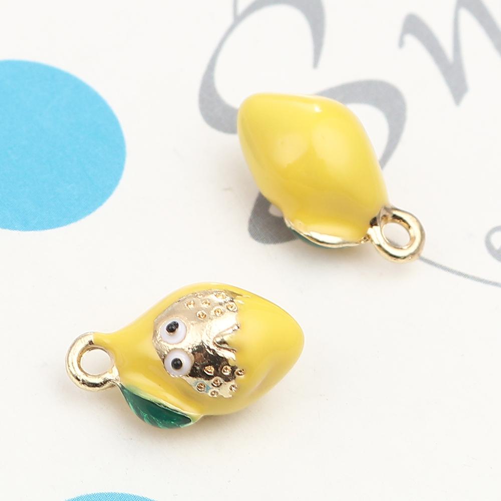 8Seasons Cute Insect Charms Mango Grape 10 Kinds of Fruit Gold Color Metal Ladybird Enamel Pendants DIY Jewelry, 5 PCs