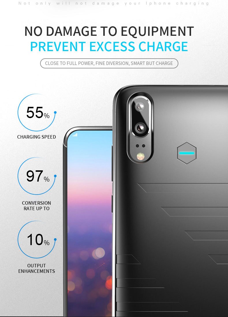 Kqjys Externe Power Bank Opladen Cover Voor Huawei P20 Batterij Case Draagbare Smart Battery Charger Cases Voor Huawei P20 Pro