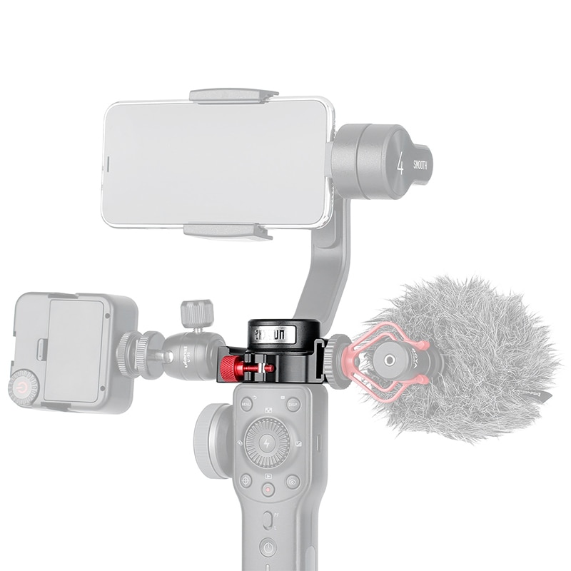 Handheld Gimbal Phone Stabilizer Ring Clamp Mount w/ Cold Shoe Adapter for Zhiyun Smooth 4 Microphone LED Field Monitor Holder