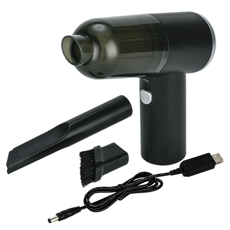 Plumero de aire portátil para coche, aspirador de coche inalámbrico de mano recargable por Usb, Mini aparatos de limpieza: Negro