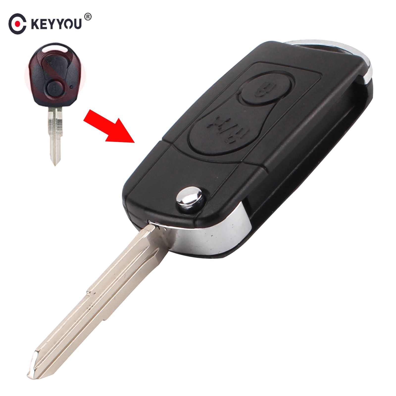 KEYYOU NUOVO 2 TASTI LANCIA Pieghevole auto Chiave A Distanza di Caso di conchiglia per Ssangyong Actyon Kyron SUV Spedizione Gratuita
