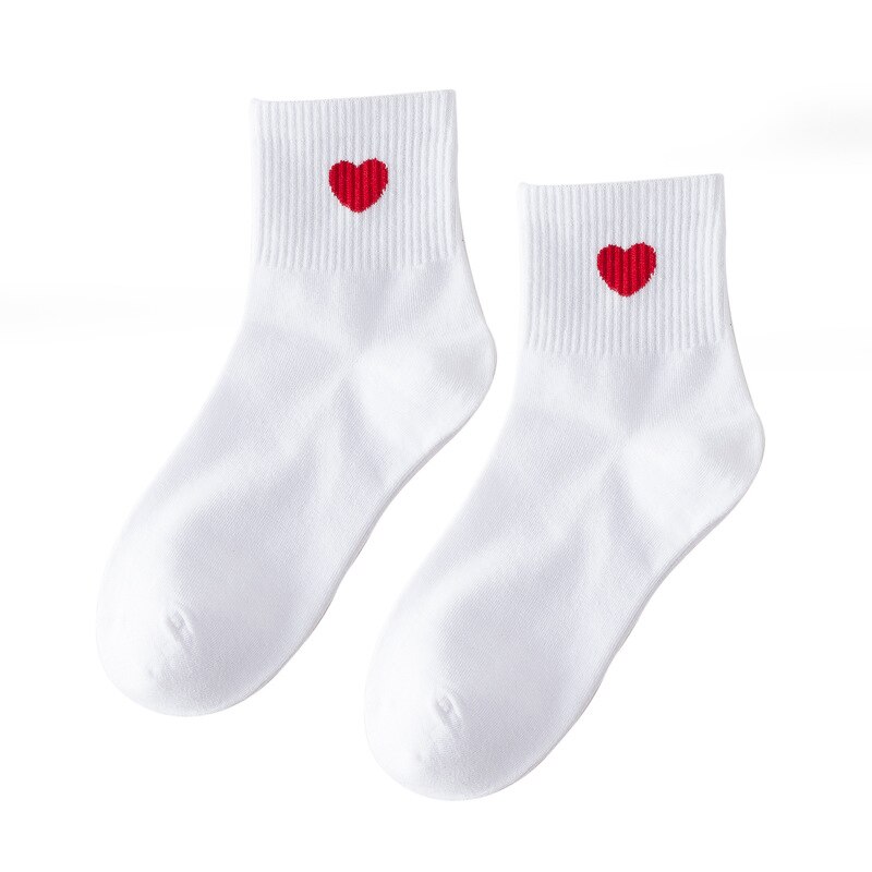 Japanese Women Socks Cotton Novelty Love Heart Pattern Cute Socks Ladies Hiphop Sports Cool Socks Harajuku Accessories