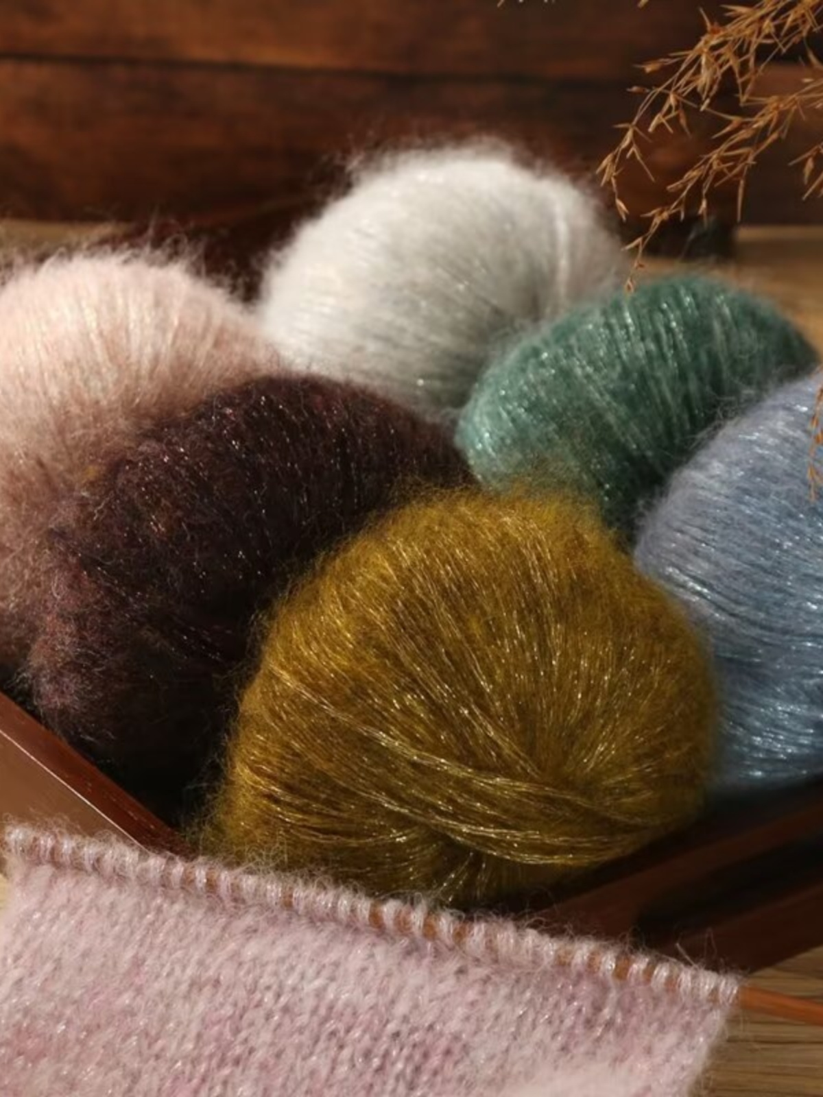 200 g/einstellen Mohair-Garn, glänzender Draht, bunt, zum Handstricken, Schal, zur Seite fahren, DIY, Hüte, weich, hautfreundlich, Häkelgarn, mitteldick