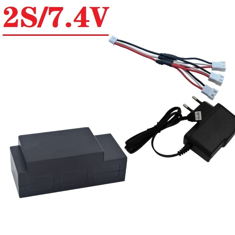 RC Voor MJX Hyper Go H16H H16E 16207 16208 16209 16210 1/16 RC Truck Batterij Oplader Set 2S 7.4V 1050mAh Lipo batterij: Rood