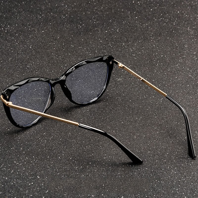 Gafas de sol con de ojo de gato y luz azul para mujer, lentes transparentes Con montura negra, de lujo,
