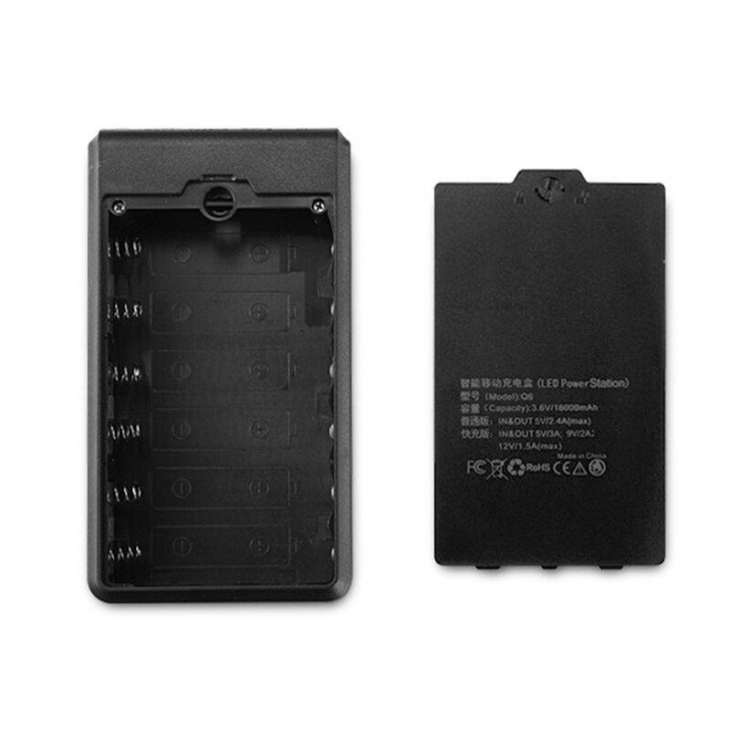 6*18650 Battery Holder Dual USB Power Bank Battery Box Mobile Phone Charger DIY Shell Case Charging Storage Case: Black