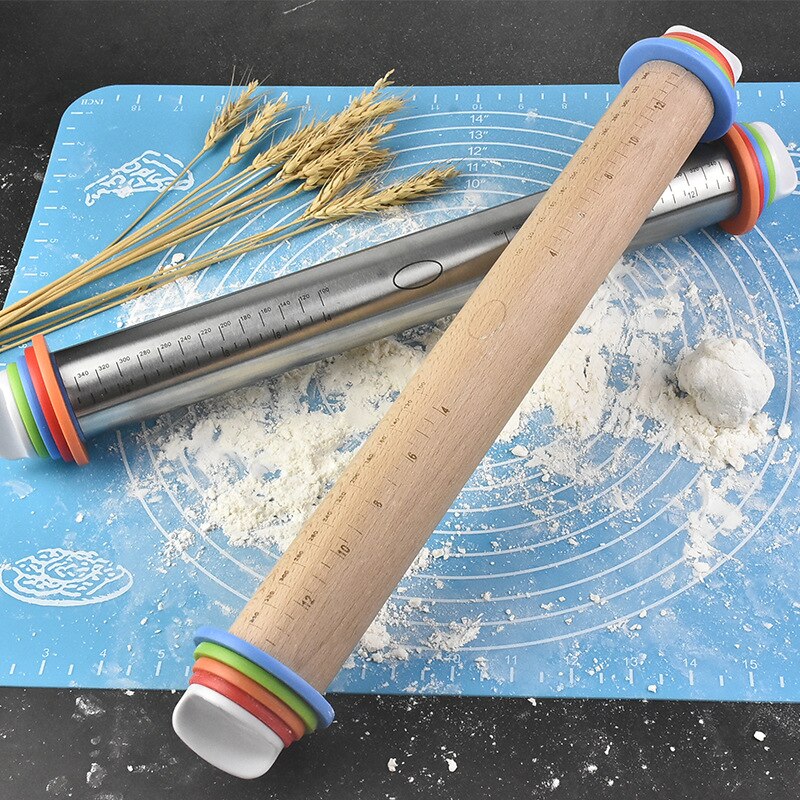 Rodillo de acero inoxidable de silicona para hornear, estera de pastelería, utensilios de cocina para hornear masa, Pizza, pasteles, Pasta y galletas